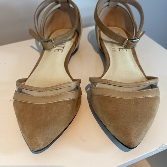 Ron White tan suede pointed flats with ankle strap size 6.5 - Picture 2 of 10